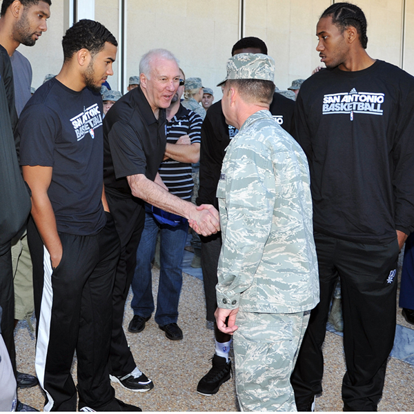 The San Antonio Spurs have lunch at the United States Air Force Academy