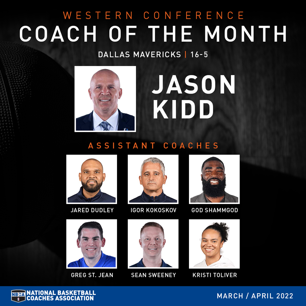 Jason Kidd and the Dallas Mavericks Win March/April Western Conference Coach  of the Month | The Official Website of The NBA Coaches Association