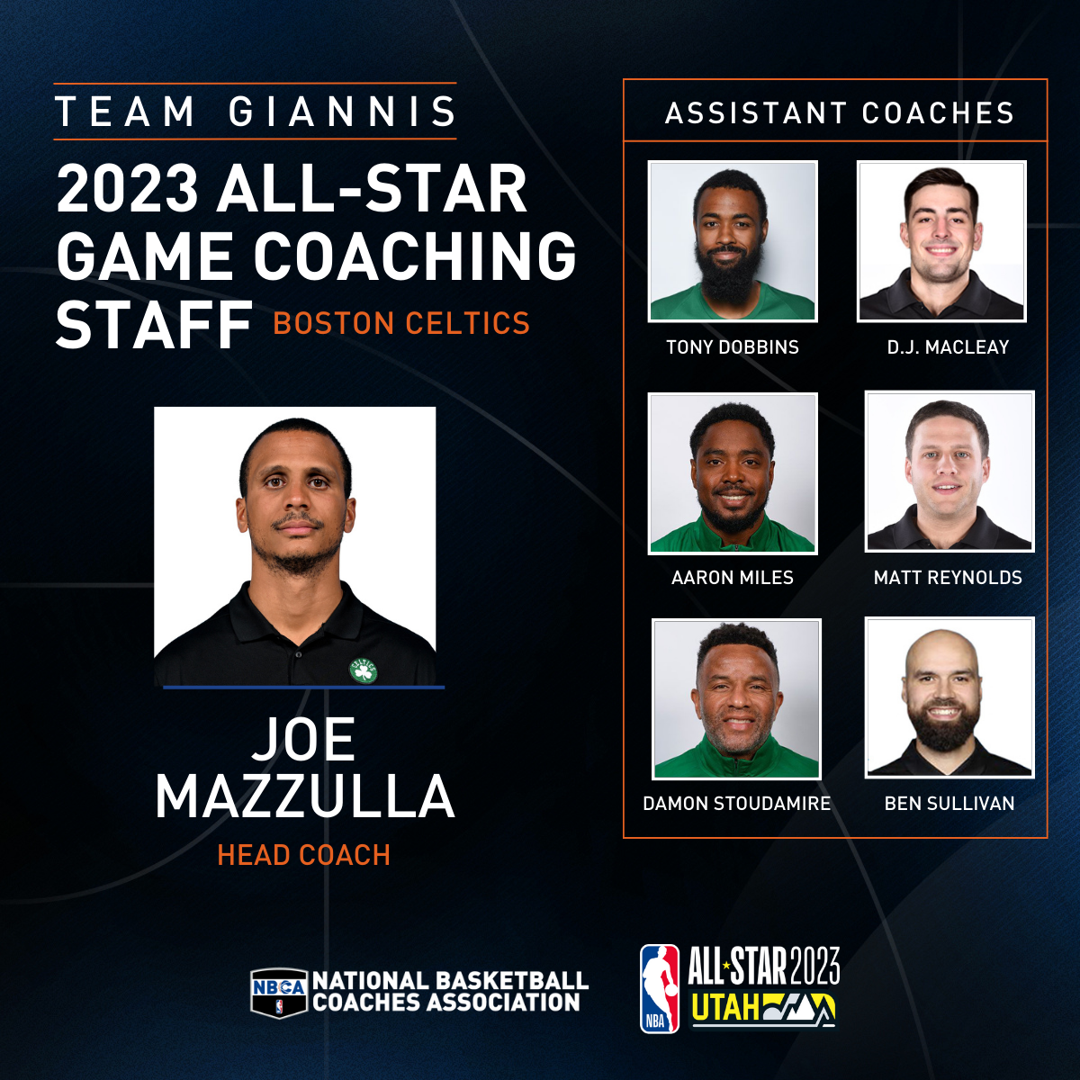 Joe Mazzulla and Boston Celtics Coaching Staff to Coach 'Team Giannis' in  2023 NBA All-Star Game | The Official Website of The NBA Coaches Association